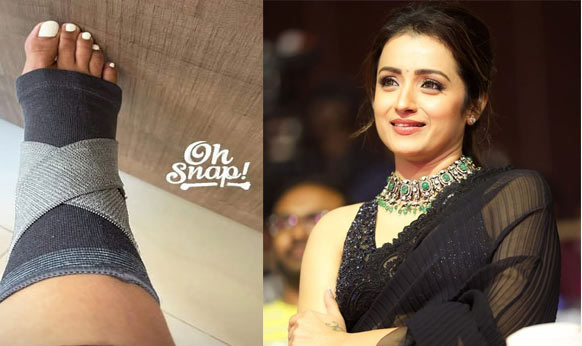 trisha,foreign vacation  కాలు విరగ్గొట్టుకున్న త్రిష