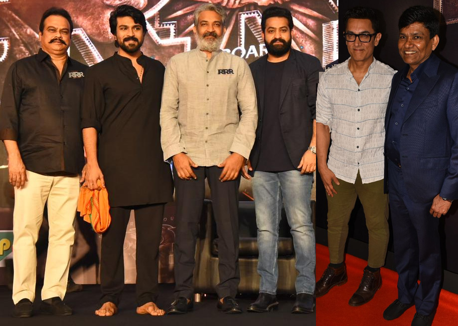 rrr,rrr mumbai party,rrr movie,rajamouli,bollywood celebrities,rrr success bash,ntr,ram charan,karan johar,aamir khan  RRR ముంబై పార్టీలో సెలబ్రిటీస్ సందడి 