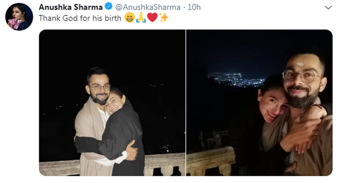 anushka sharma,virat kohli,birthday message,heroine anushka sharma,birthday tweet  దేవుడే నా కోసం ఆయన్ను పుట్టించాడంటోంది! 