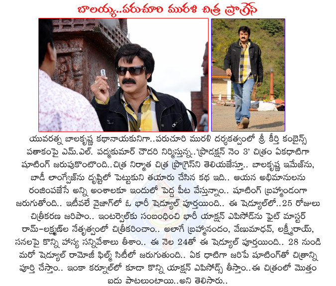 balakrishna,balakrishna,sri keerthi combines movie,ml kumar chowdary producer,balakrishna sri keerthi combines movie progress,balayya sir keerthi combines movie,director paruchuri murali,sri keerthi combines production no3 movie progress,lakshmi rai,charmi  balakrishna, balakrishna, sri keerthi combines movie, ml kumar chowdary producer, balakrishna sri keerthi combines movie progress, balayya sir keerthi combines movie, director paruchuri murali, sri keerthi combines production no3 movie progress, lakshmi rai, charmi