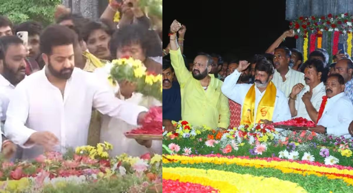 balakrishna,jr ntr  ఎన్టీఆర్ ఘాట్ లో బాలయ్య-ఎన్టీఆర్ నివాళులు 