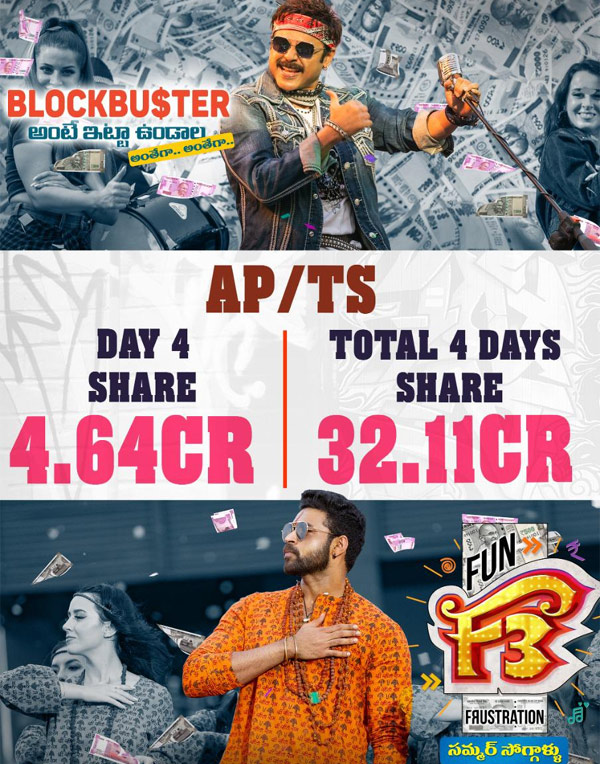 f3,venkatesh,varun tej,anil ravipudi,f3 collections,f3 4th day collections  F3 4 Days కలెక్షన్స్ 