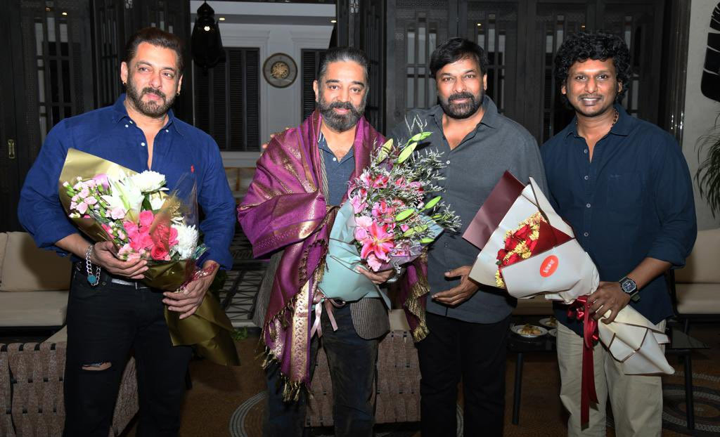 chiranjeevi,salman khan,kamal haasan,chiru house,vikram success,lokesh kanagaraj  మెగాస్టార్ చిరు ఇంట అపూర్వ కలయిక 