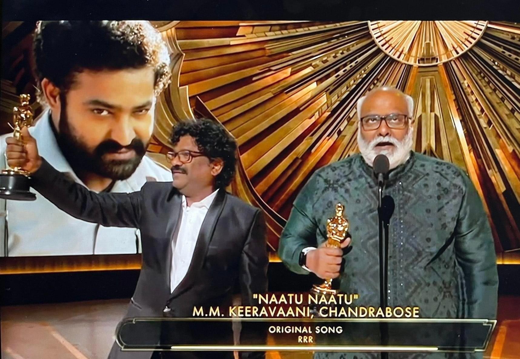 keeravani,oscars  పాట పాడిన కీరవాణి.. నమస్తే అన్న చంద్రబోస్ 