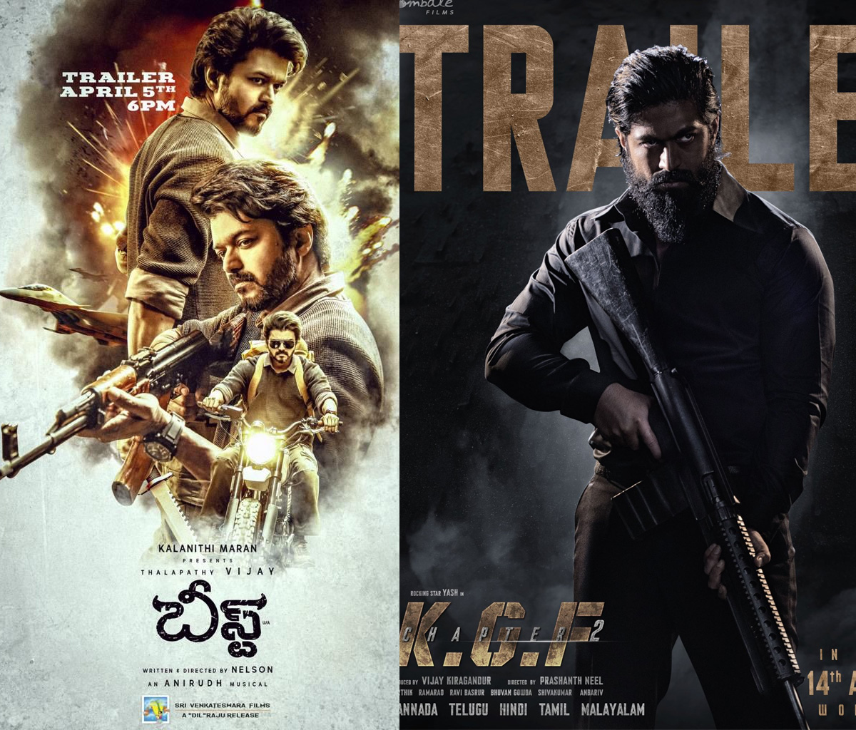 kgf 2,beast,vijay,yash,prashanth neel,nelsen,kgf 2 vs beast,vijay vs yash  ఇద్దరూ తగ్గేదేలే అంటున్నారు 