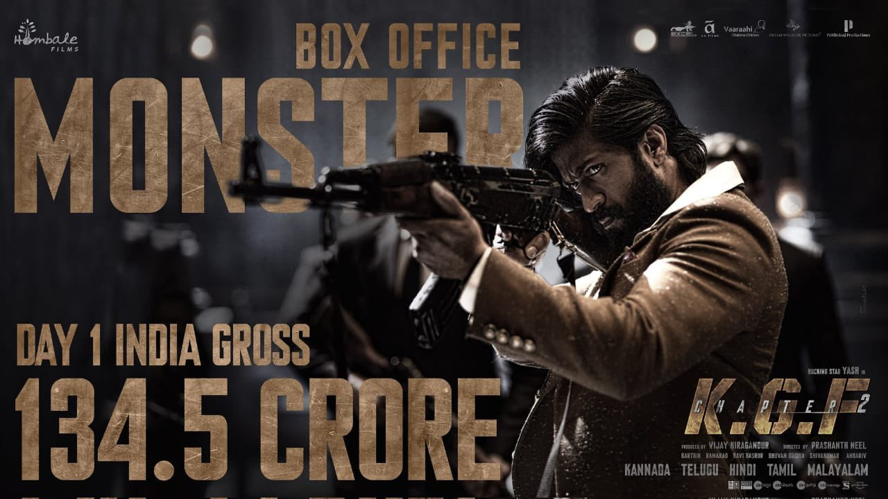 kgf chapter 2,kgf chapter 2 day 1 collections,kgf chapter 2 collections,kgf 2 collections,yash,prashanth neel  కెజిఎఫ్ చాప్టర్ 2 Day 1 కలెక్షన్స్ 