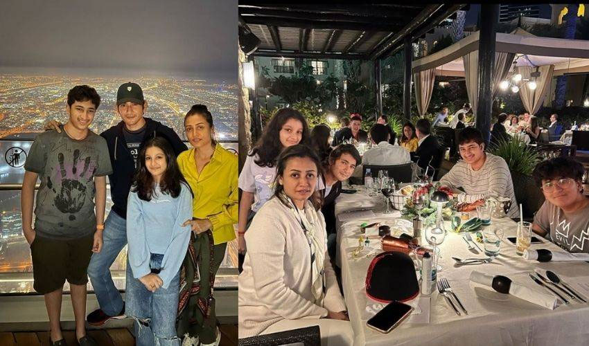 mahesh babu,mahesh babu family,namratha,gautham,sitara,mahesh new year celebration,dubai  మహేష్ న్యూ ఇయర్ సెలెబ్రేషన్స్ 