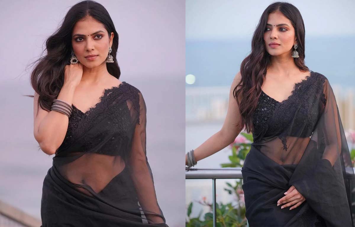 malavika mohanan  బ్లాక్ శారీ లో మాళవిక మోహనన్ వయ్యారాలు 