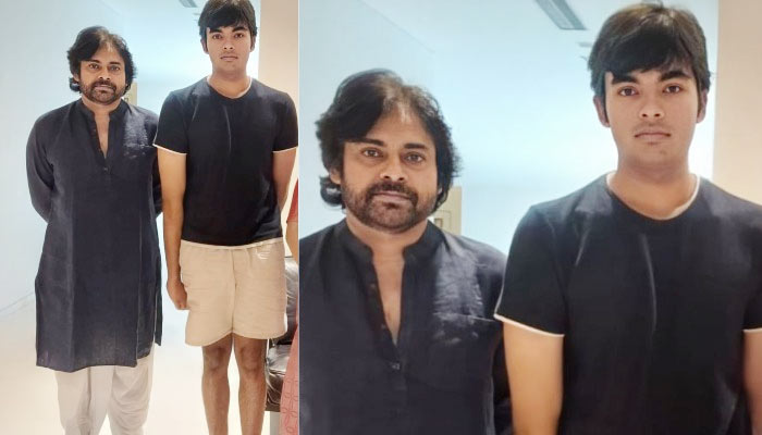 pawan kalyan,pawan son akjira,akira nandan,pawan kalyan son,pawan new pic goes viral  పవన్ ని చూస్తుంటే ప్రాణం తరుక్కుపోతుంది