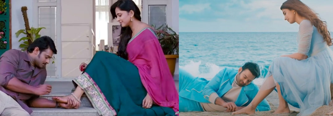 prabhas,radhe shyam movie,pooja hegde,radhe shyam aashiqui aa gayi teaser,prabhas mirchi  అనుష్క, పూజా హెగ్డే పాద పూజలో ప్రభాస్