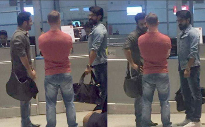 ram charan,ntr,rajamouli movie,airport  చరణ్, ఎన్టీఆర్.. ఎయిర్ పోర్ట్ లో.. !