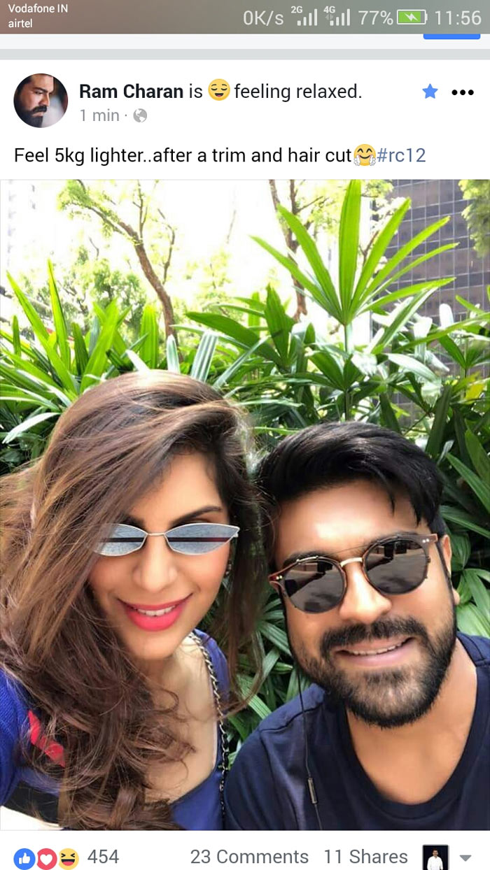 ram charan,upasana,selfie,social media,new look,boyapati movie  చరణ్ లో చేంజ్ కి కారణం ఉపాసనేనా?