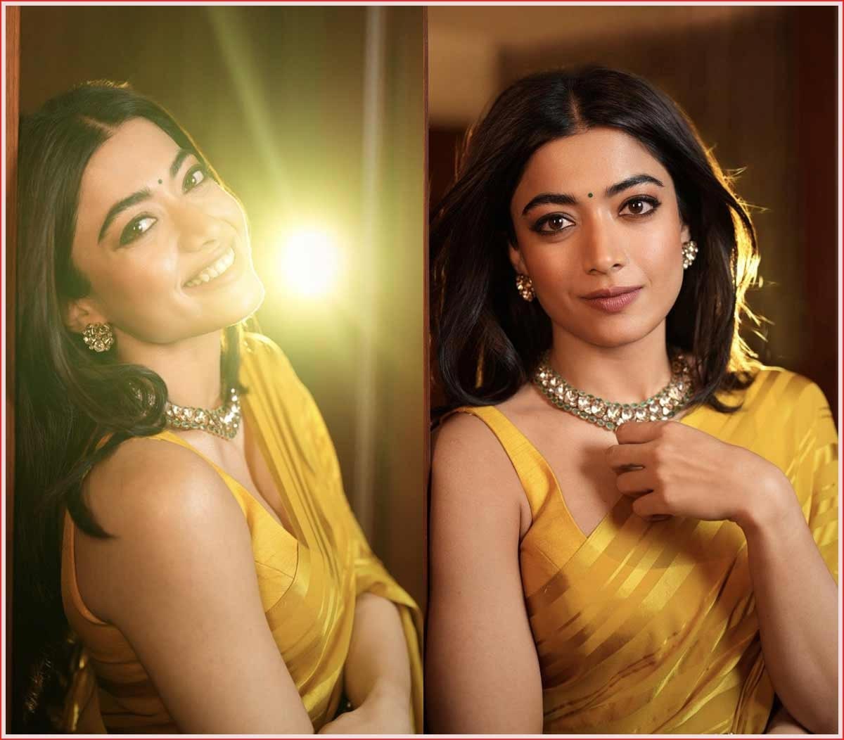 rashmika mandanna  చీర కట్టుతో కనికట్టు చేస్తున్న రష్మిక 