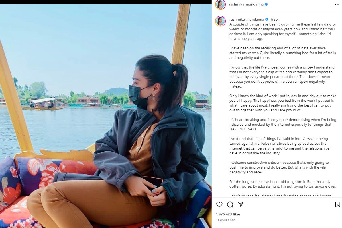 rashmika mandanna,rashmika latter  ఎమోషనల్ గా రష్మిక నోట్