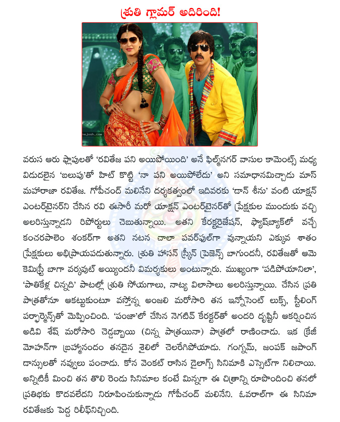 raviteja,balupu,raviteja balupu,gopichand malineni,shruti hassan,panjaa,brahmanandam,kona venkat  raviteja, balupu, raviteja balupu, gopichand malineni, shruti hassan, panjaa, brahmanandam, kona venkat