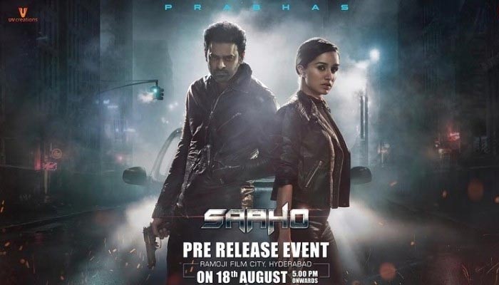 saaho,pre-release event,ramoji film city,prabhas,shraddha kapoor  18న రామోజీ ఫిల్మ్ సిటీలో సాహో ప్రీ రిలీజ్ ఈవెంట్