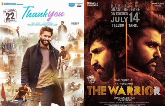 naga chaitanya,thank you,ram,the warrior  థాంక్యూ vs వారియర్ 