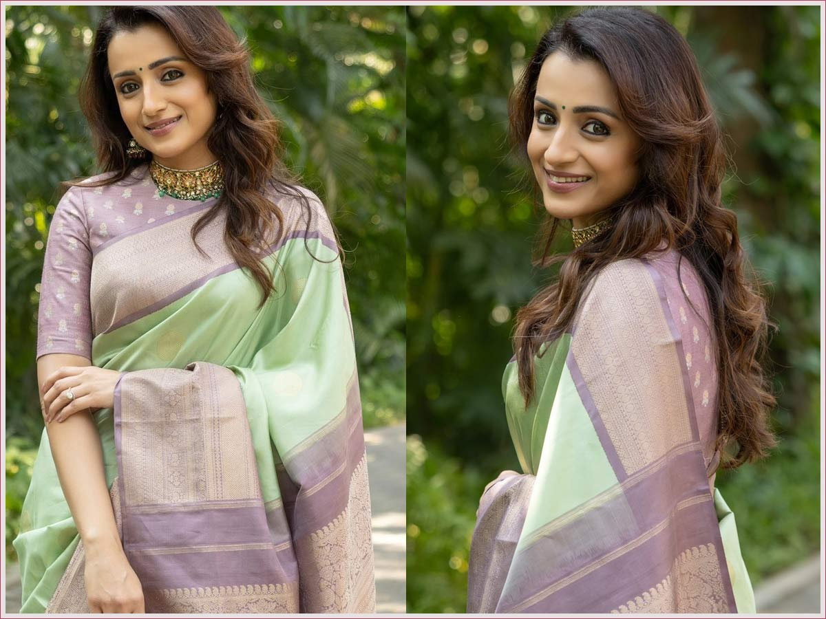 trisha  కాంజీవరం పట్టు శారీలో త్రిష తళుకులు