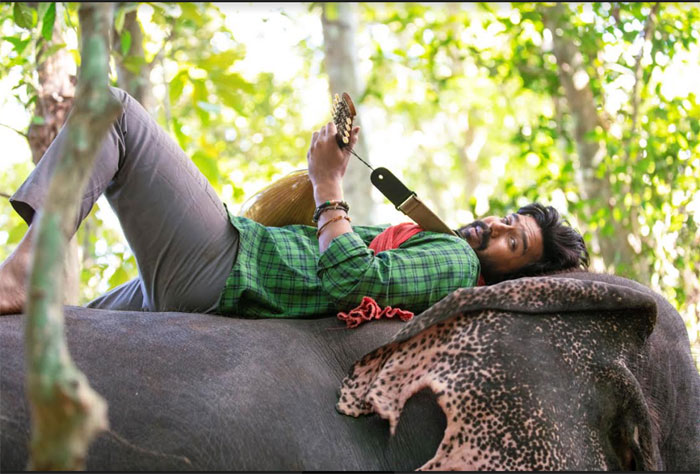 vishnu visha,elephant friend,aaranya movie,look,release  ‘అరణ్య’లో విష్ణు విశాల్ లుక్ ఇదే!